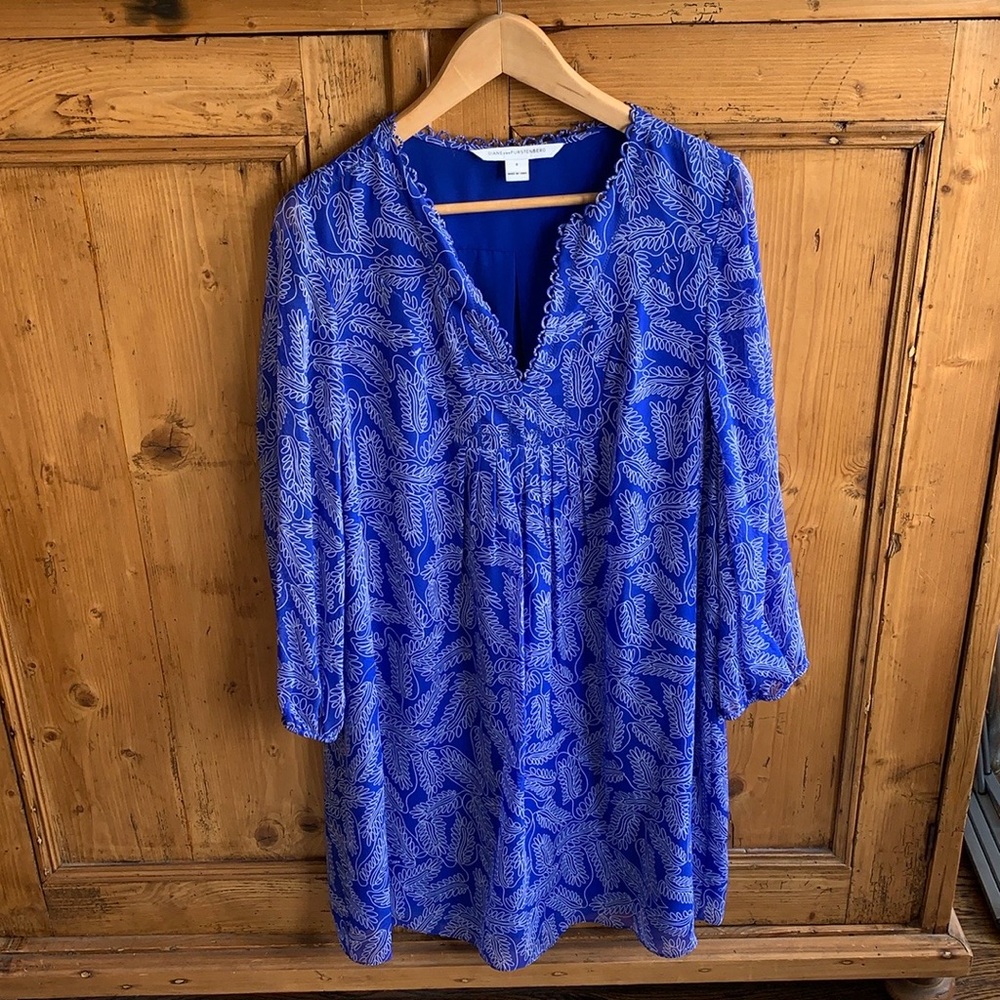 Diane von Furstenberg Aria Silk Tunic Dress in Buds Blue Size 8